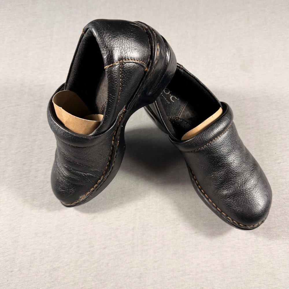 b.o.c. Born Concept Womens Black Leather Clogs Mules BC3632 Size 7/38 Comfort